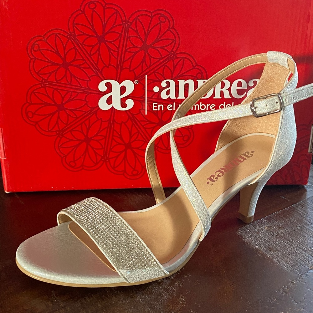 Silver Ankle Strap Short Heels